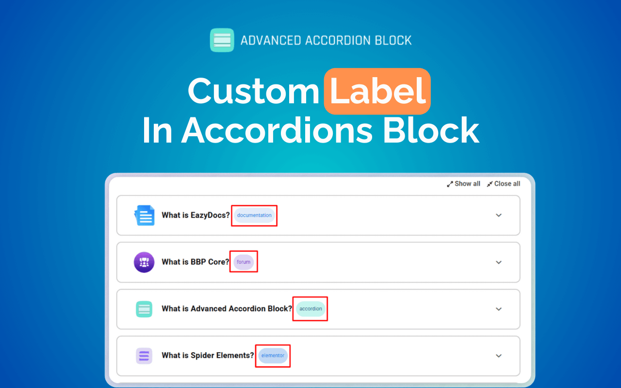 Custom Label in Accordions Block