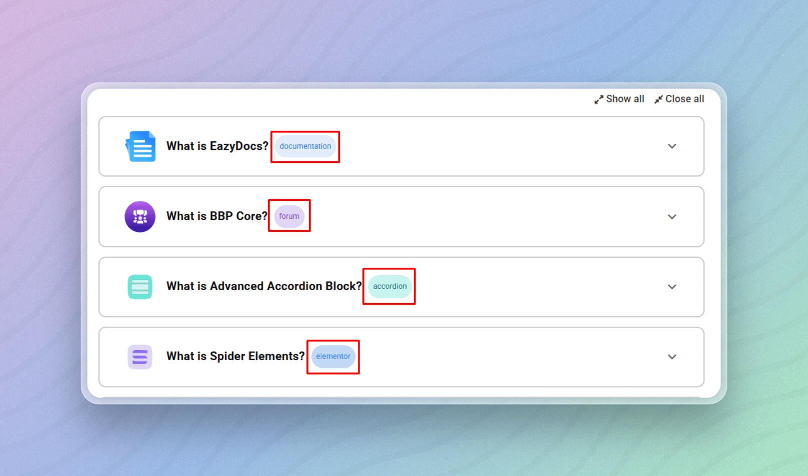 Custom Label & badges in Accordion